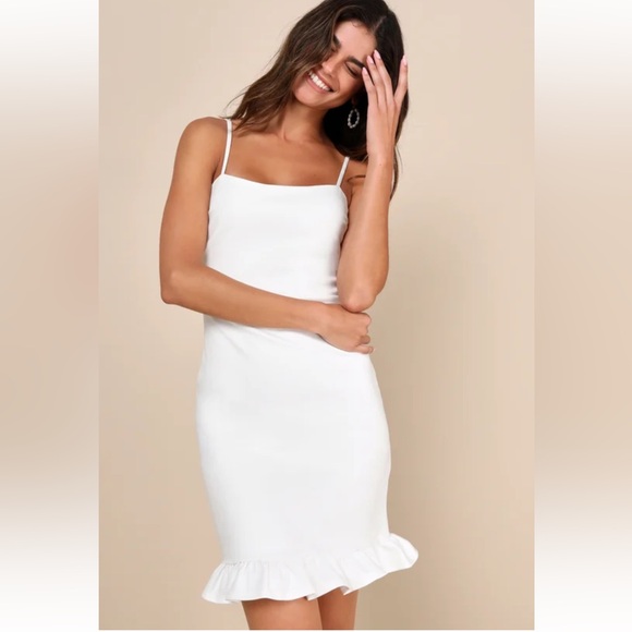 Lulus Dresses & Skirts - White ruffle bodycon dress - NWT
